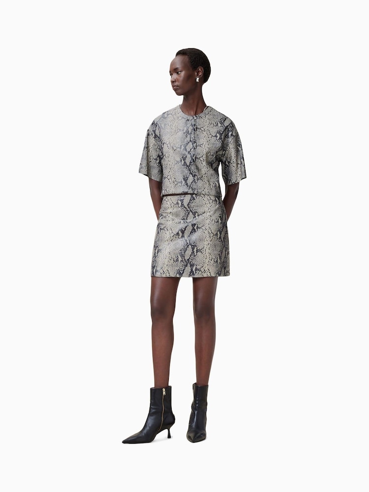 AllSaints White Renai Snake Skirt - Image 2 of 8