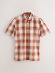 Orange Twin Pocket Short Sleeve Check Shirt - Image 1 of 3