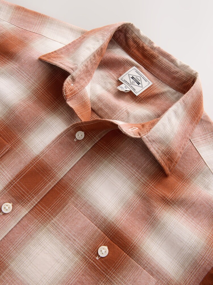 Orange Twin Pocket Short Sleeve Check Shirt - Image 3 of 3
