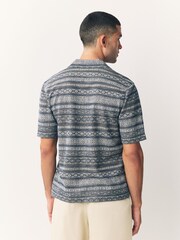 Blue Navajo Style Printed Jersey Short Sleeve Shirt - Image 3 of 7