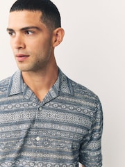 Blue Navajo Style Printed Jersey Short Sleeve Shirt - Image 4 of 7