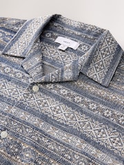Blue Navajo Style Printed Jersey Short Sleeve Shirt - Image 6 of 7