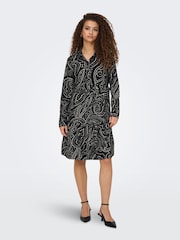 JDY Black Long Sleeve Mini Shirt Dress - Image 1 of 6