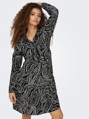 JDY Black Long Sleeve Mini Shirt Dress - Image 2 of 6