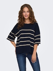 JDY Blue Short Sleeve Stripe Jumper - Image 4 of 8
