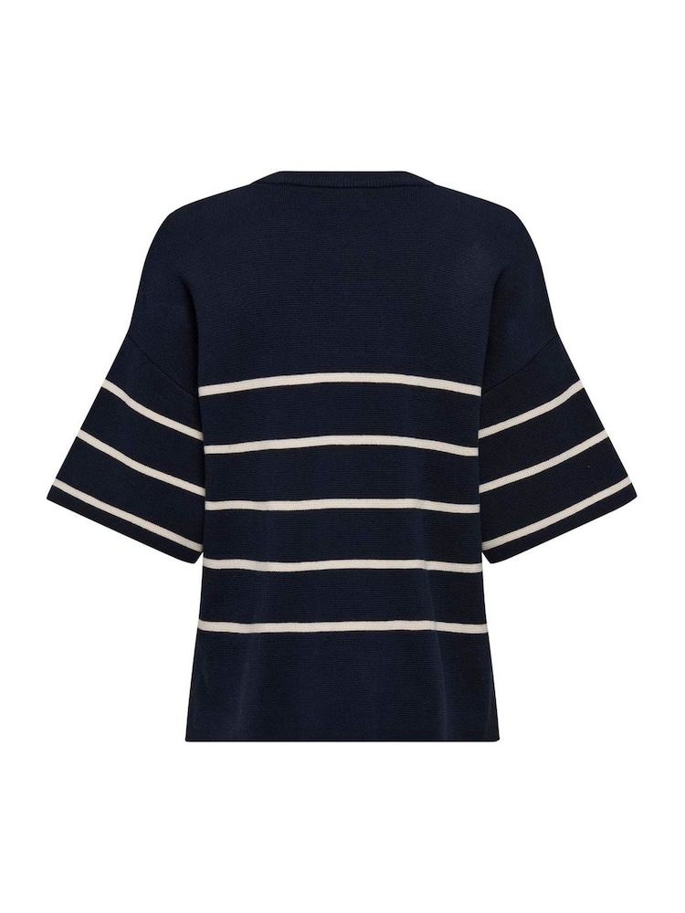 JDY Blue Short Sleeve Stripe Jumper - Image 9 of 9