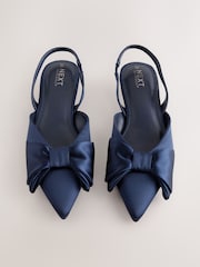 Azul marino - Forever Comfort® Point Toe Bow Slingback Kitten Heels - Imagen 9 de 9