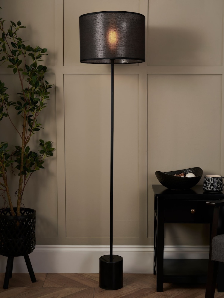 BHS Black Marble Base Shade Floor Lamp - Image 1 of 5