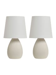 BHS Set of 2 Cream Teardrop Ceramic Table Lamp - Image 4 of 5