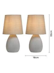 BHS Set of 2 Light Grey Teardrop Ceramic Table Lamp - Image 3 of 5