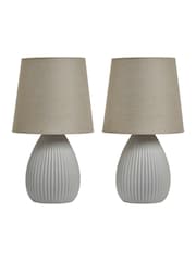 BHS Set of 2 Light Grey Teardrop Ceramic Table Lamp - Image 4 of 5