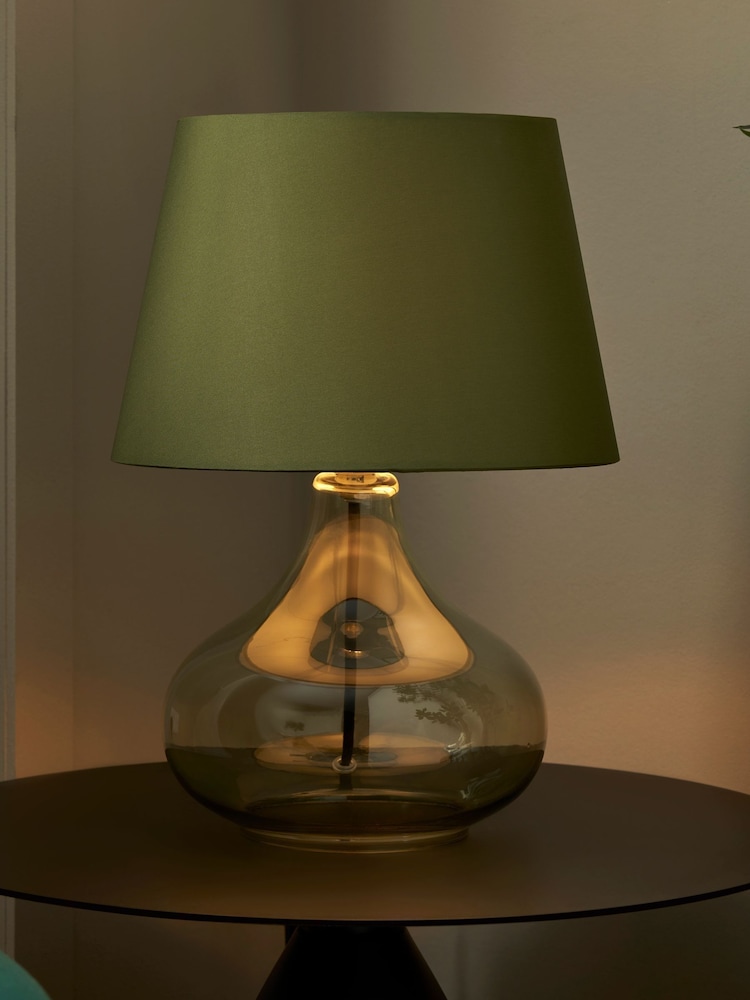 BHS Green Glass Table Lamp - Image 1 of 7 BHS Green Glass Table Lamp - Image 1 of 7