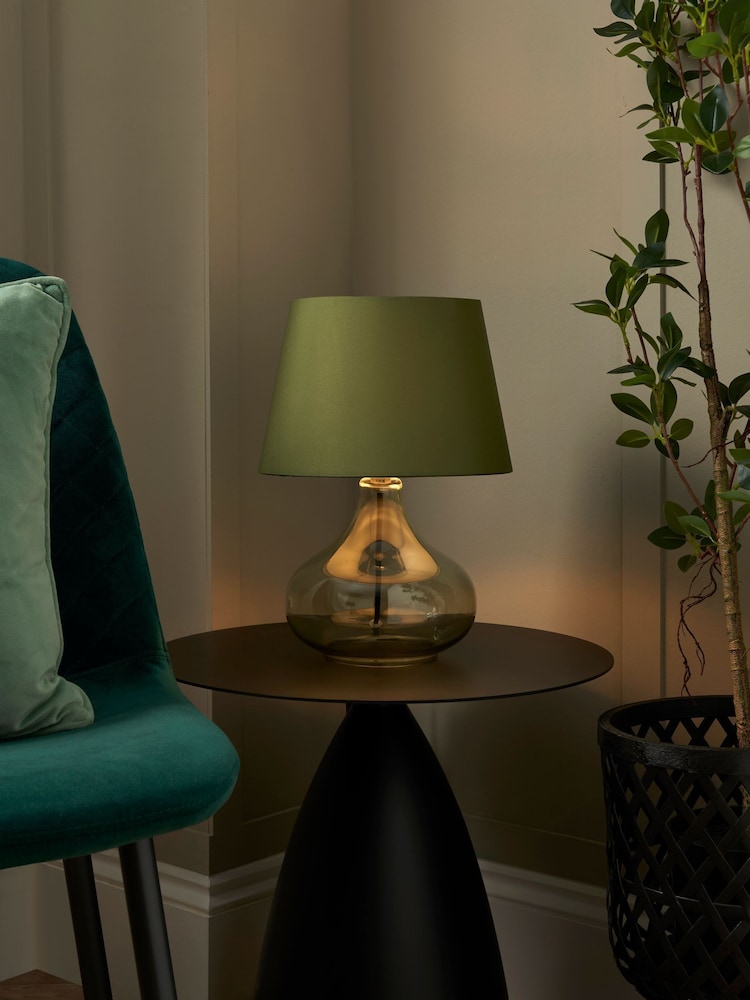 BHS Green Glass Table Lamp - Image 2 of 7 BHS Green Glass Table Lamp - Image 2 of 7