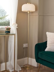 BHS Opal Glass Ribbed Floor Lamp - Image 1 of 5