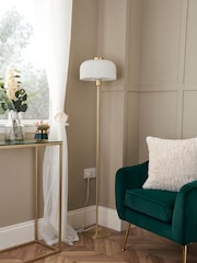 BHS Opal Glass Ribbed Floor Lamp - Image 2 of 5