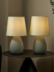 BHS Set of 2 Green Teardrop Ceramic Table Lamp - Image 1 of 7
