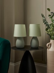 BHS Set of 2 Green Teardrop Ceramic Table Lamp - Image 2 of 7