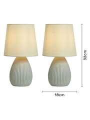BHS Set of 2 Green Teardrop Ceramic Table Lamp - Image 3 of 7