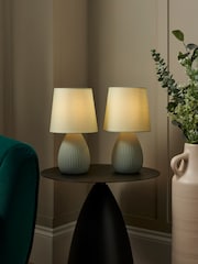 BHS Set of 2 Green Teardrop Ceramic Table Lamp - Image 4 of 7