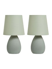 BHS Set of 2 Green Teardrop Ceramic Table Lamp - Image 6 of 7