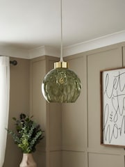 BHS Green Dimpled Glass Ball Easyfit Ceiling Light - Image 3 of 7