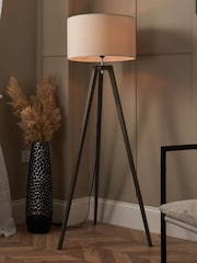 BHS Dark Walnut Wooden Tripod Floor Lamp - Image 1 of 7