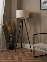 BHS Dark Walnut Wooden Tripod Floor Lamp - Image 2 of 7
