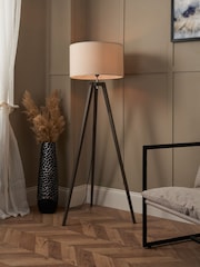 BHS Dark Walnut Wooden Tripod Floor Lamp - Image 3 of 7
