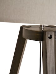 BHS Dark Walnut Wooden Tripod Floor Lamp - Image 5 of 7