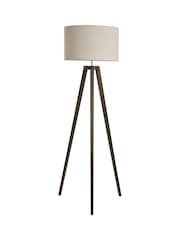 BHS Dark Walnut Wooden Tripod Floor Lamp - Image 6 of 7