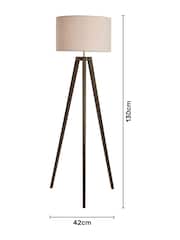 BHS Dark Walnut Wooden Tripod Floor Lamp - Image 7 of 7