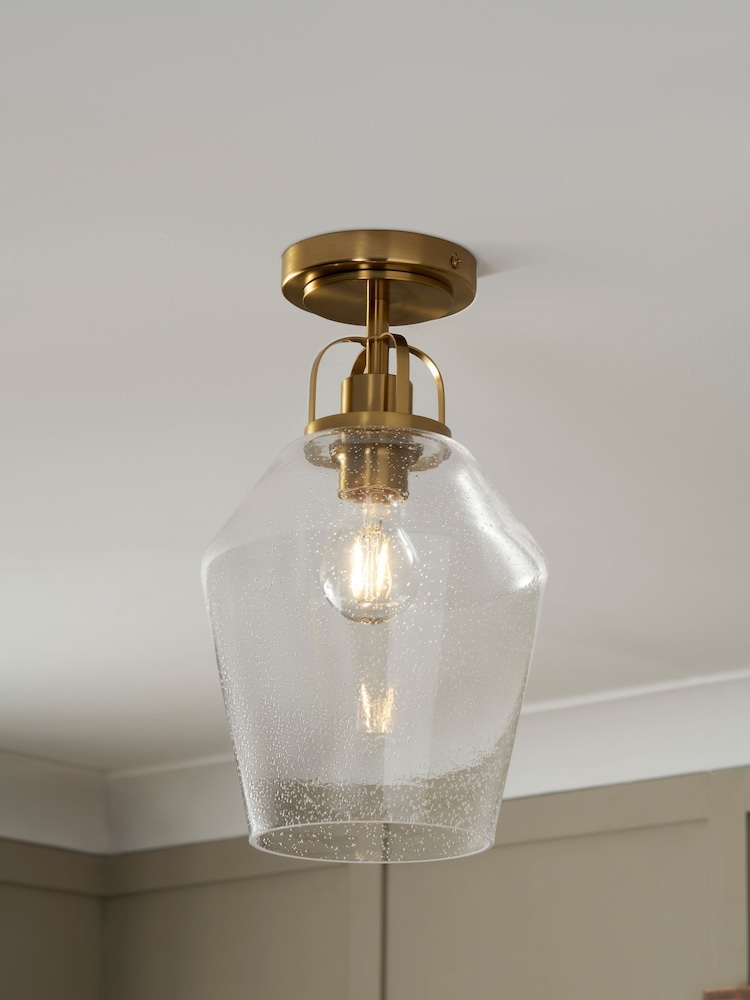 BHS Brass Bubble Glass Ceiling Flush Fitting Light - Image 1 of 6