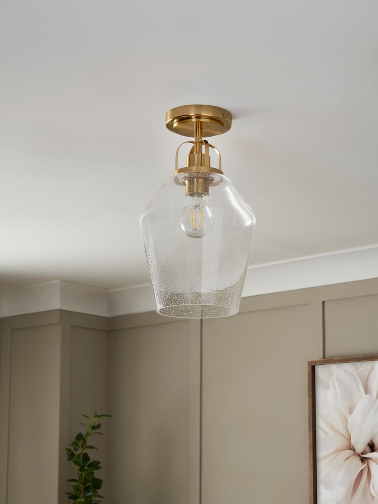 BHS Brass Bubble Glass Ceiling Flush Fitting Light - Image 2 of 6