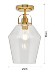 BHS Brass Bubble Glass Ceiling Flush Fitting Light - Image 3 of 6