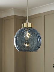 BHS Blue Dimpled Glass Ball Easyfit Ceiling Light - Image 1 of 7