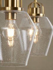 BHS Brass Bubble Glass Ceiling 3 Light Linear Pendant Bar Light - Image 4 of 6