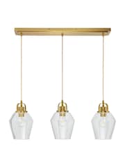 BHS Brass Bubble Glass Ceiling 3 Light Linear Pendant Bar Light - Image 6 of 6