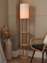 BHS Oak Shelving Floor Lamp - Image 1 of 7