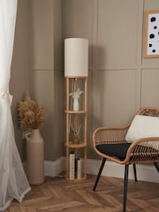BHS Oak Shelving Floor Lamp - Image 2 of 7