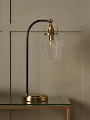 BHS Brass Bubble Glass Arc Table Lamp - Image 1 of 6