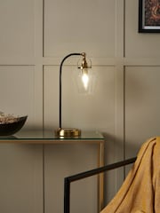 BHS Brass Bubble Glass Arc Table Lamp - Image 2 of 6