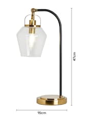BHS Brass Bubble Glass Arc Table Lamp - Image 3 of 6