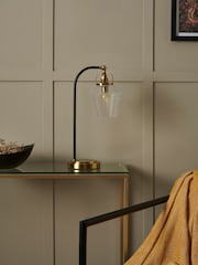 BHS Brass Bubble Glass Arc Table Lamp - Image 6 of 6