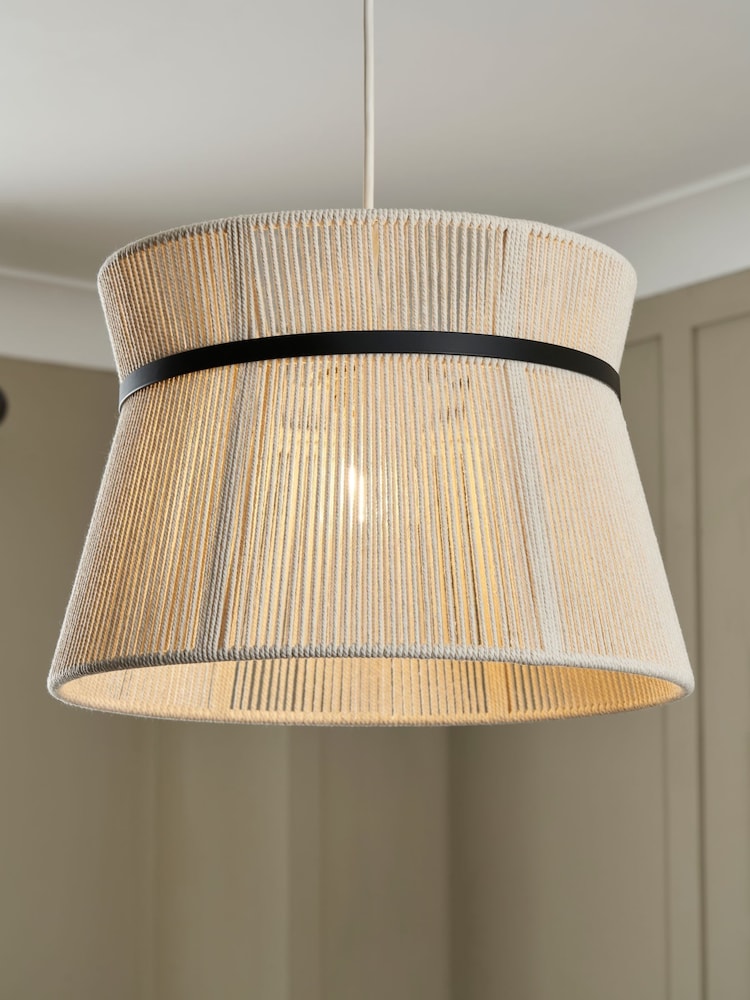 BHS Natural String Bound Double Easyfit Ceiling Light - Image 1 of 7