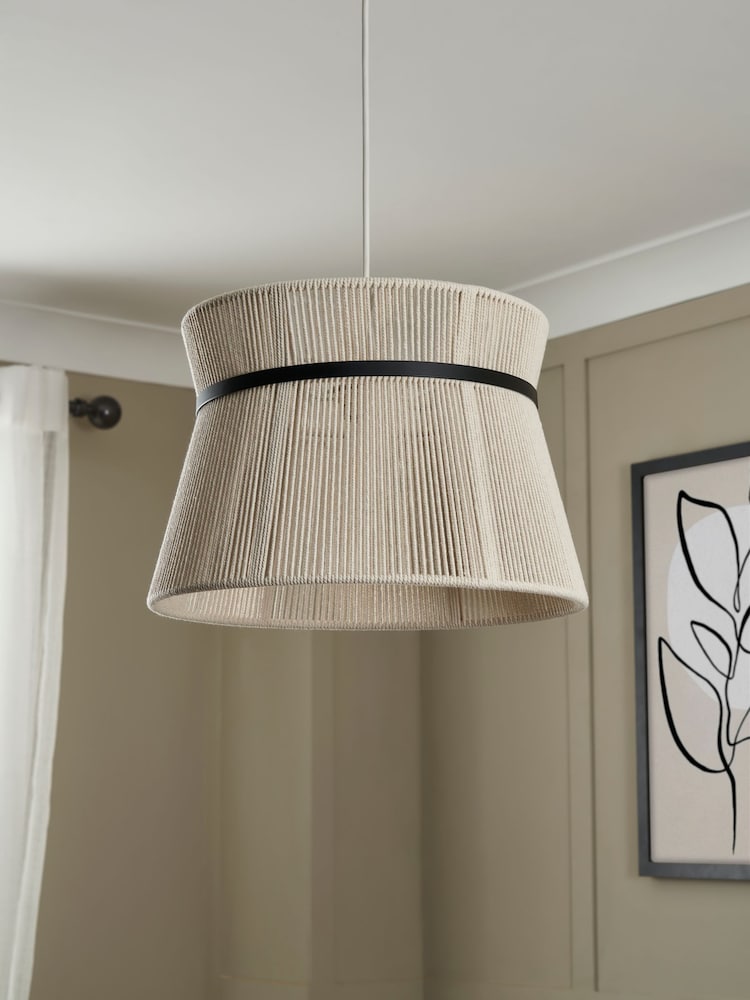 BHS Natural String Bound Double Easyfit Ceiling Light - Image 2 of 7