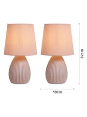BHS Set of 2 Dusky Pink Teardrop Ceramic Table Lamp - Image 3 of 7