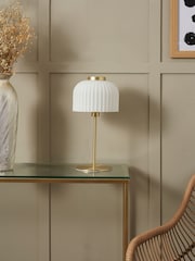 BHS Opal Glass Ribbed Table Lamp - Image 2 of 7