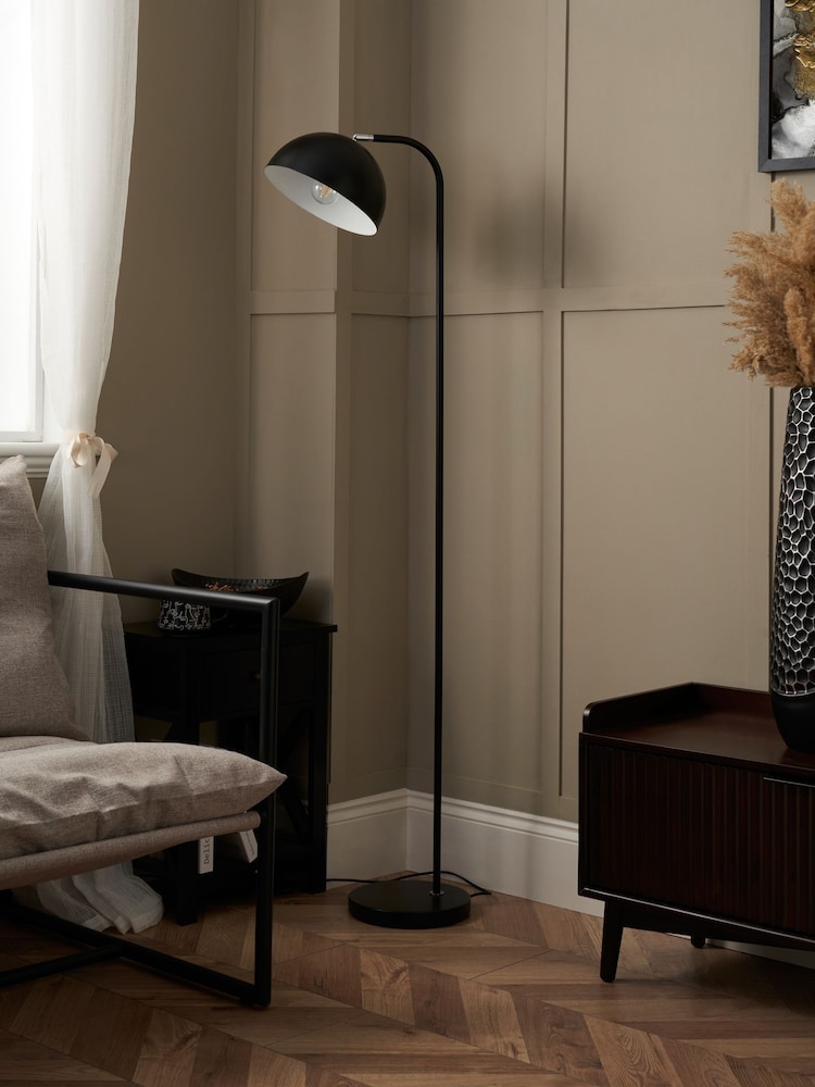 BHS Matt Black Arc Floor Lamp - Image 2 of 7