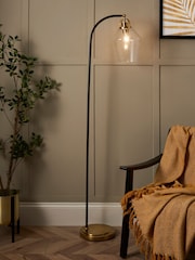 BHS Brass Bubble Glass Arc Floor Lamp - Image 1 of 7
