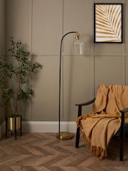 BHS Brass Bubble Glass Arc Floor Lamp - Image 2 of 7
